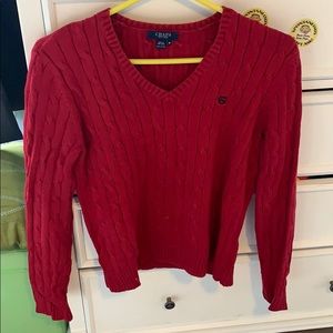 Chaps thick red v neck sweater